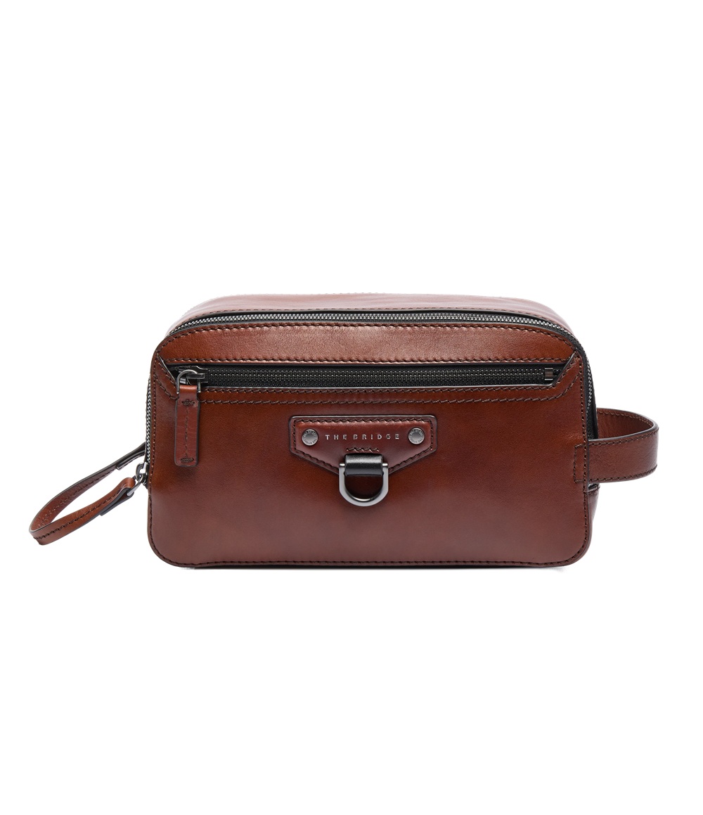 Beauty case uomo in pelle The Bridge design raffinato e funzionale